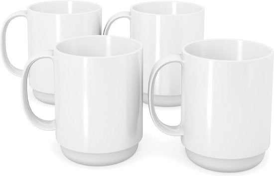 Gezocht: Witte mokken zonder print, grote oplage, Ophalen of Verzenden, Gebruikt, Steen/keramiek, Wit