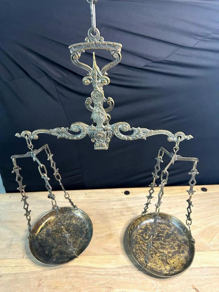 Prachtige Antieke Franse Balansweegschaal – Messing/Koper –, Antiek en Kunst, Antiek | Overige Antiek, Ophalen of Verzenden