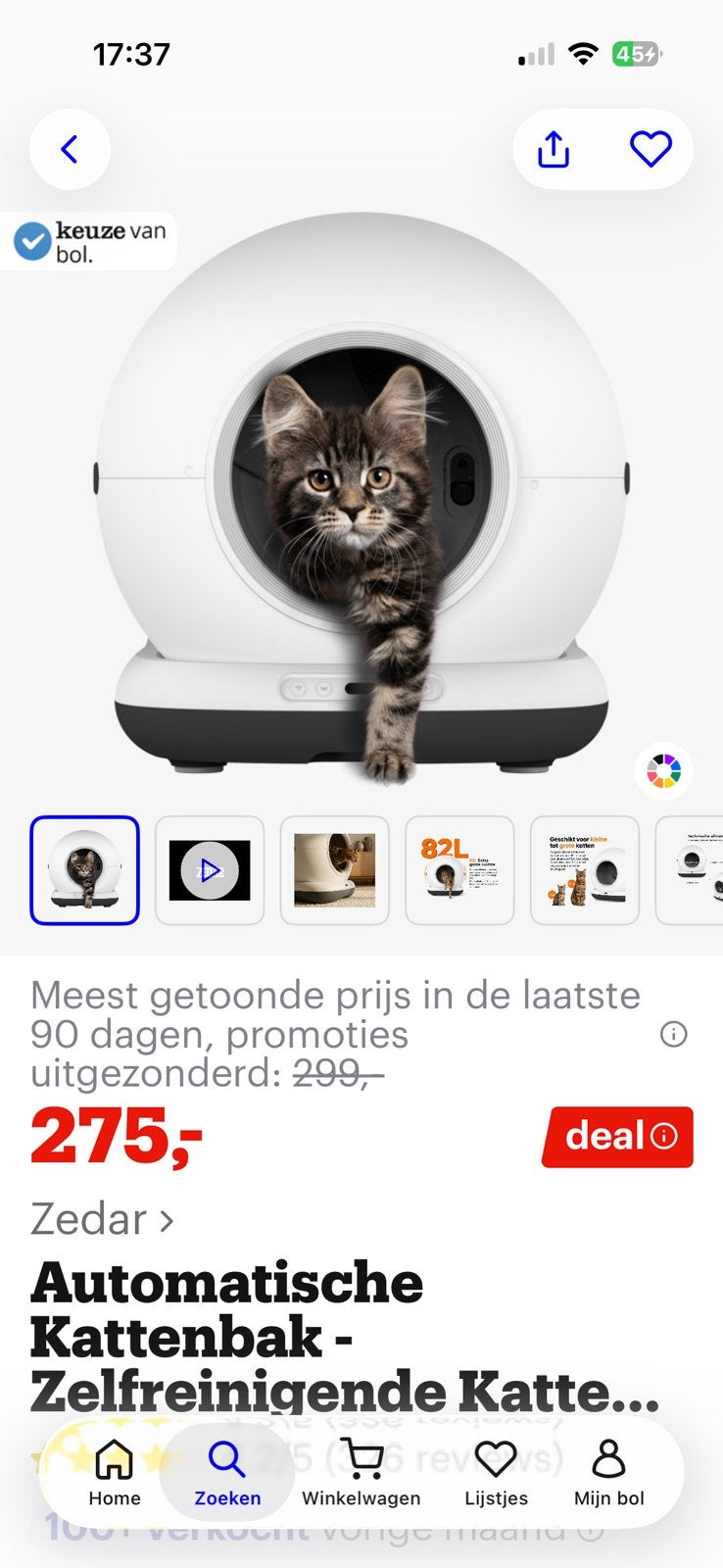 Zedar K1200 automatische kattenbak, Ophalen, Zelfreinigend, Gebruikt, Gesloten