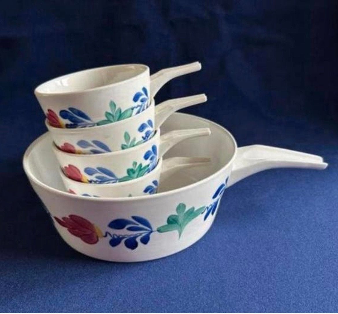 Boerenbont  set parafour/ovenschalen 5 delig, Huis en Inrichting, Keuken | Servies, Ophalen of Verzenden, Zo goed als nieuw, Aardewerk