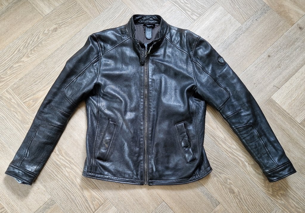 Zwart leren herenjack, Kleding | Heren, Ophalen, Gedragen, Maat 48/50 (M), Zwart