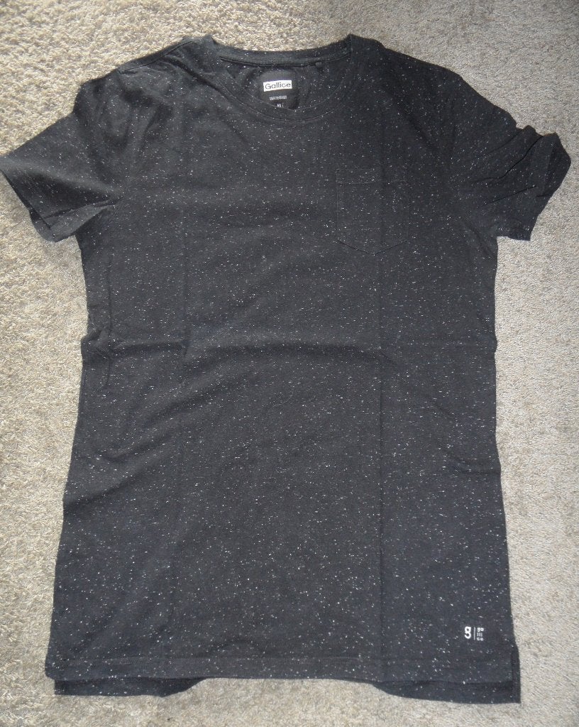 Zwart gemêleerd shirt met korte mouw van Gallice, Zwart, Ophalen of Verzenden, Zo goed als nieuw, Maat 48/50 (M)