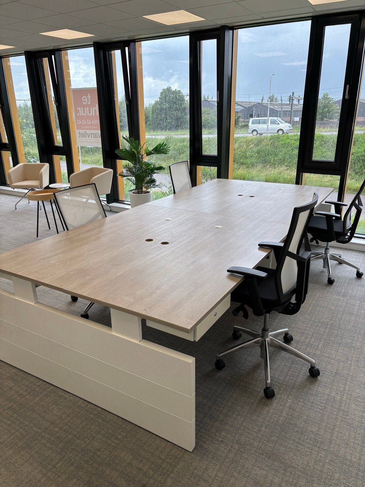 10 bureaus + stoelen, Huis en Inrichting, Bureaus, Ophalen, In hoogte verstelbaar, Gebruikt