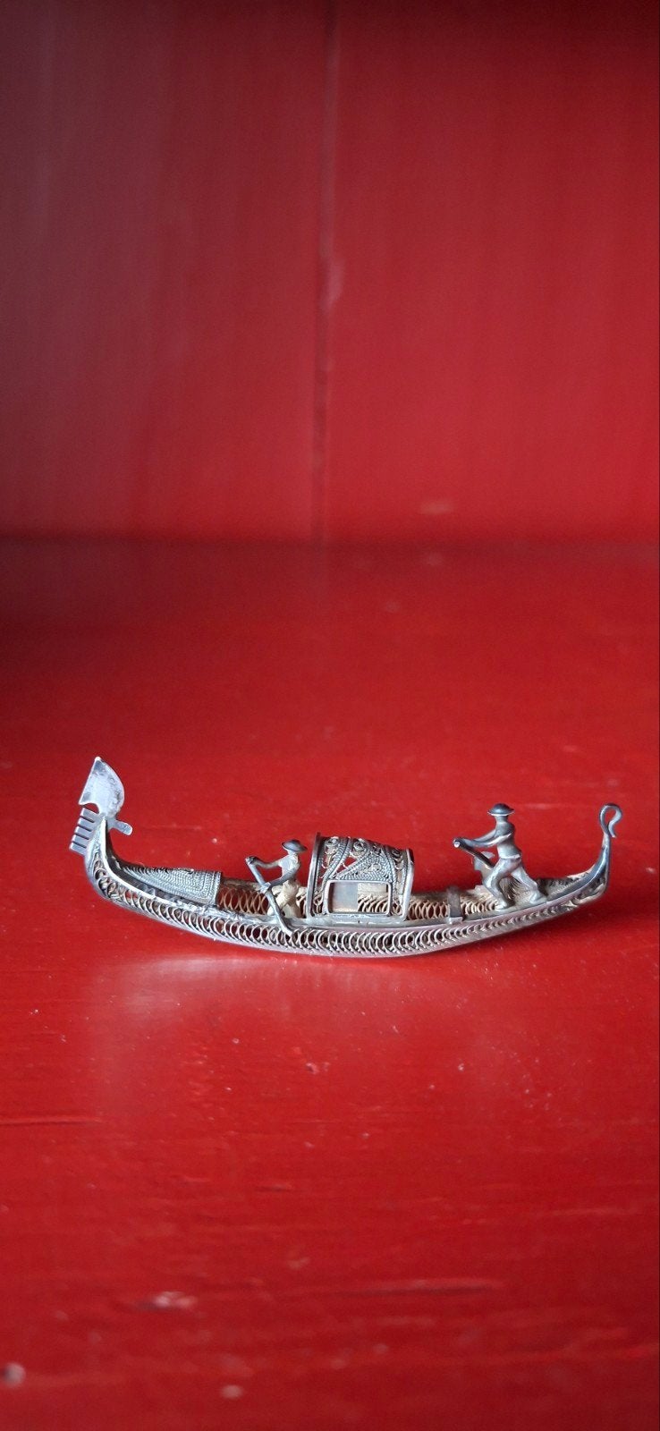 Prachtige Vintage Zilveren Gondel Miniatuur – 800 Filigraan, Ophalen of Verzenden, Zilver