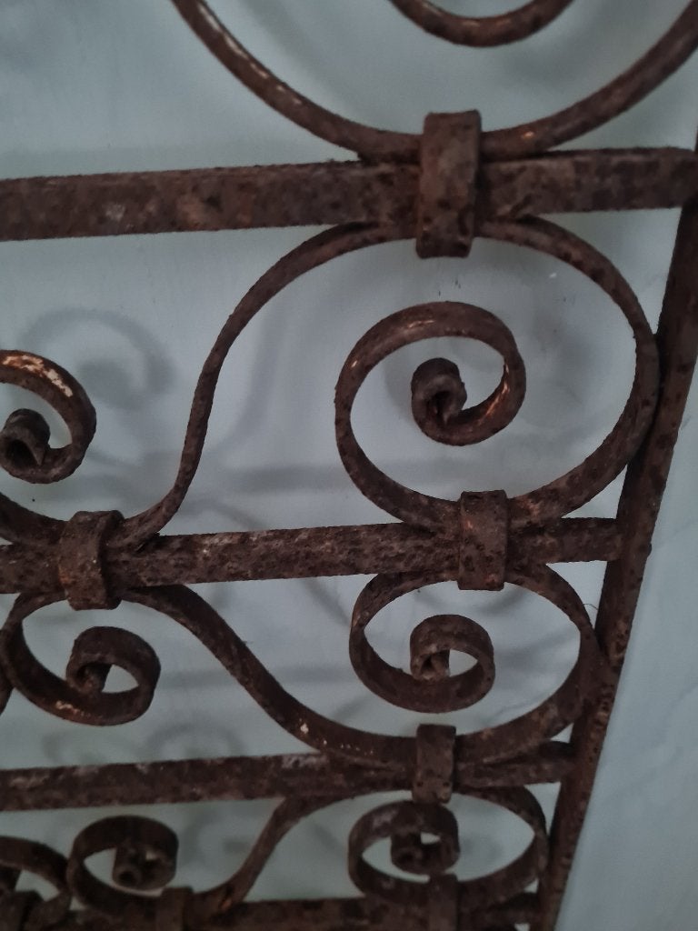 Antiek hand gesmeed ijzeren rek, hekwerk wanddecoratie, Ophalen of Verzenden