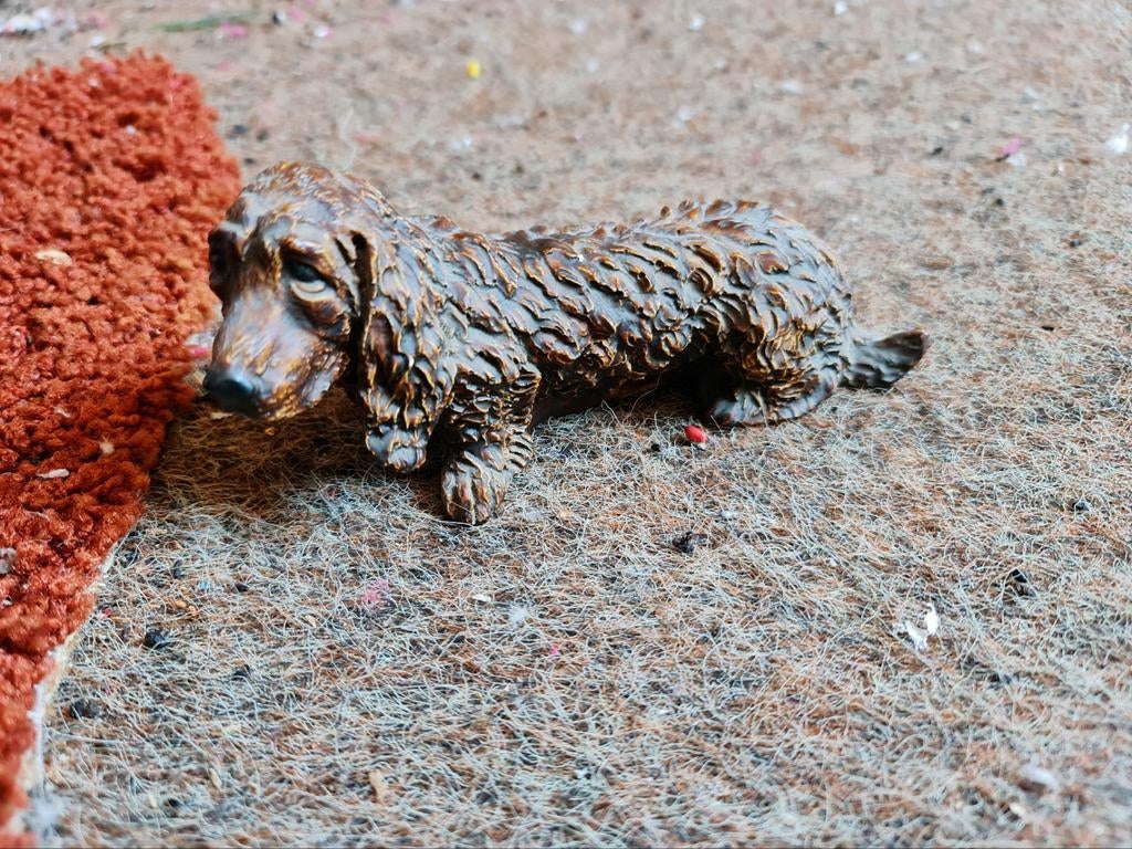 Stenen Teckel Beeldje - Decoratief Hondenbeeldje, Ophalen of Verzenden