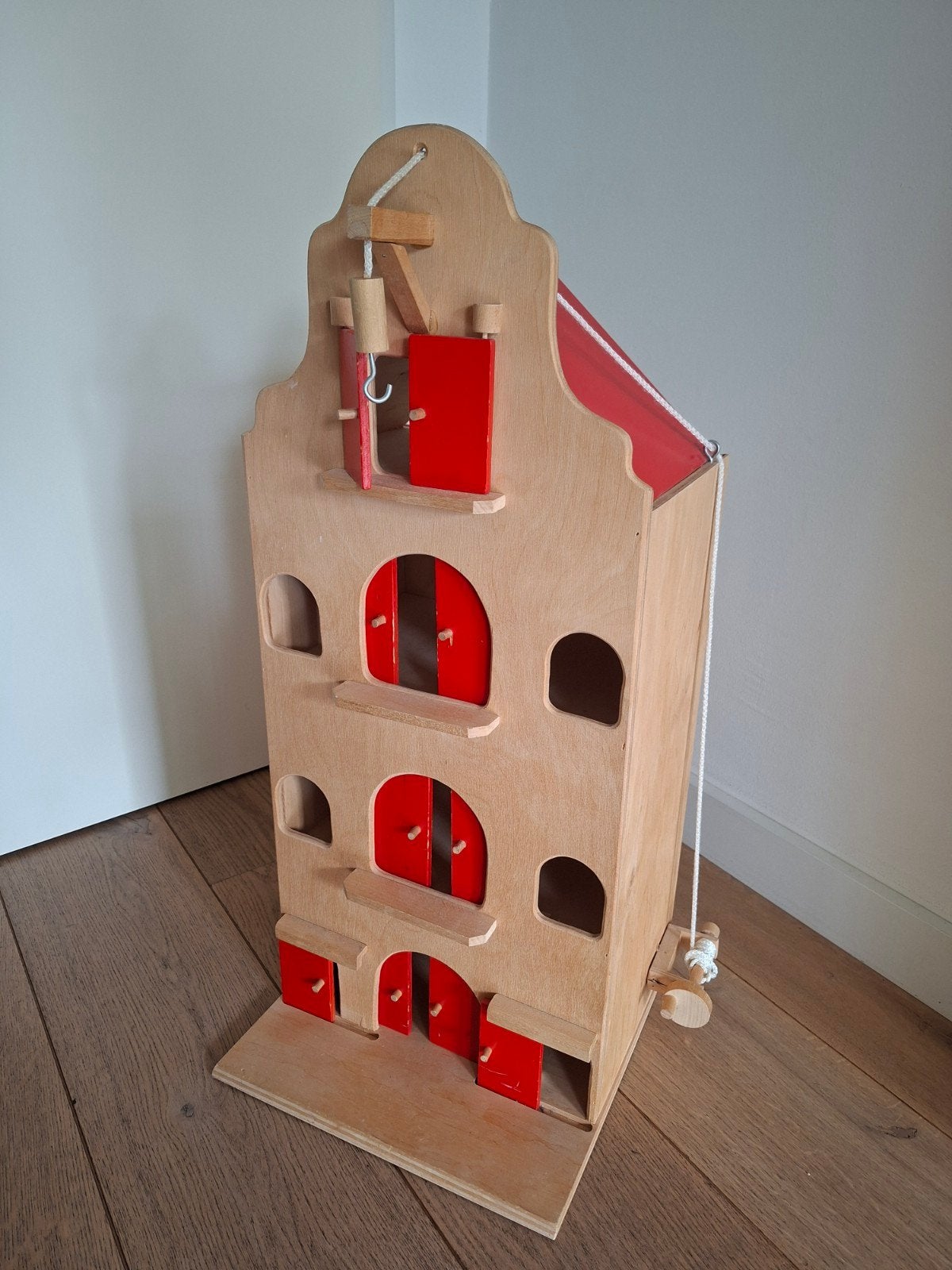 Playwood houten Hollands speel-grachtenpand met katrol, Ophalen, Gebruikt, Overige typen
