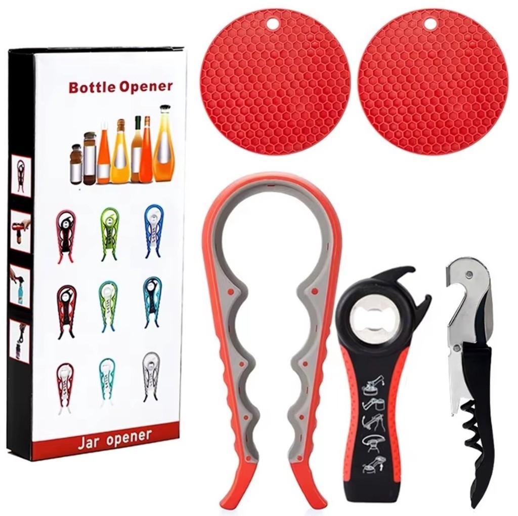 Multifunctionele Blikopener Antislip Potopener & Wijndeksel, Overige typen, Nieuw, Ophalen of Verzenden, Rood