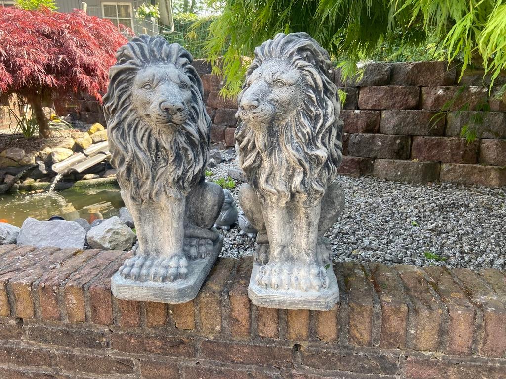 2 Leeuwen, Tuin en Terras, Tuinbeelden, Ophalen, Nieuw, Beton, Dierenbeeld