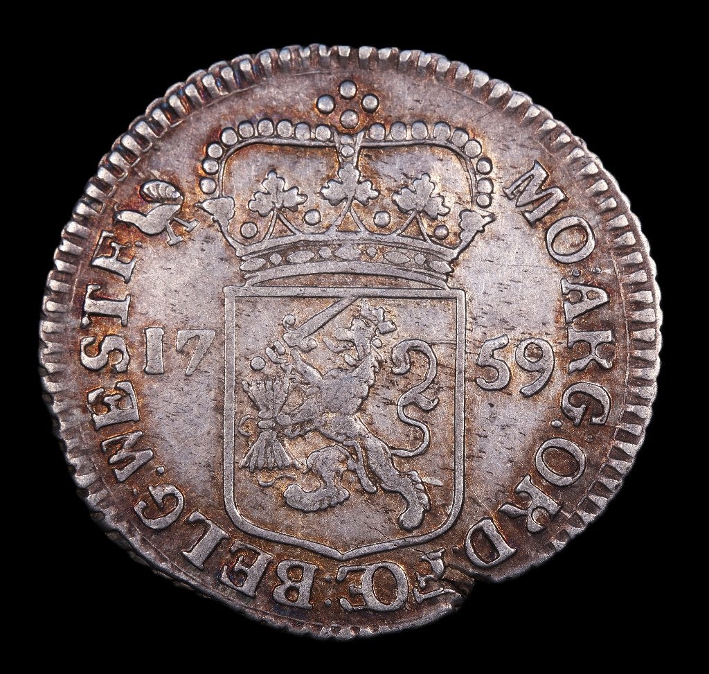 1/4 gulden of muntmeesterpenning West-Friesland, 1759. Zfr, Vóór koninkrijk, Zilver, Losse munt, Overige waardes