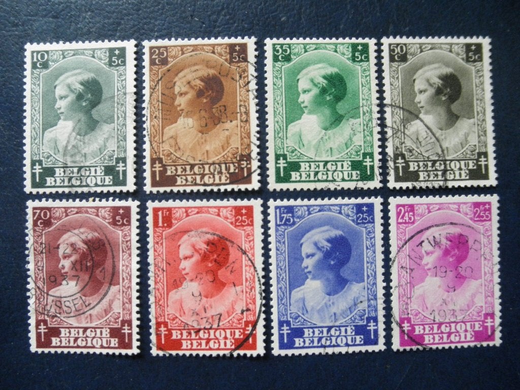 Postzegels België 1937 prinses Charlotte - cw. 7,00., Ophalen of Verzenden, Gestempeld, Koninklijk huis