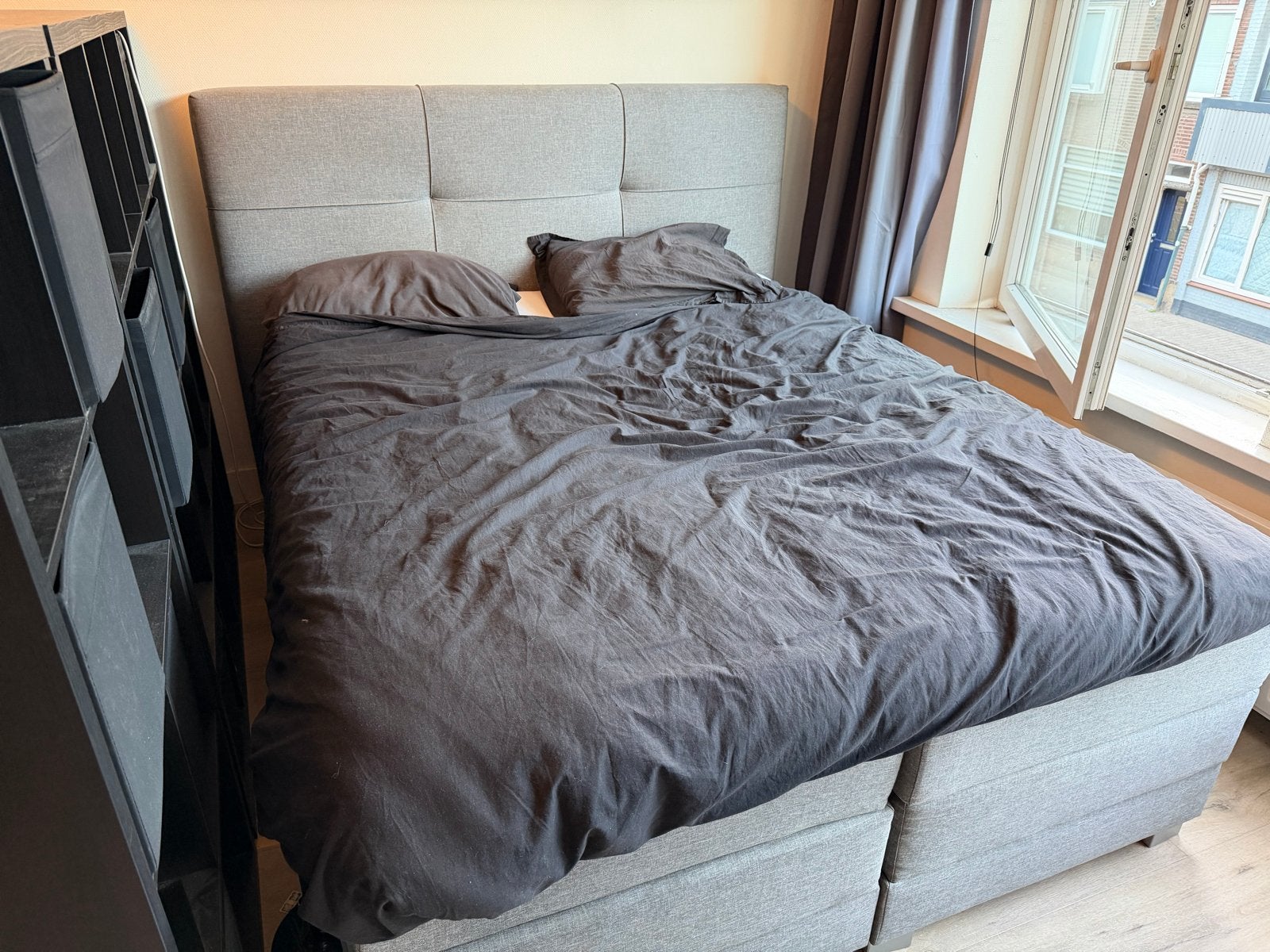 Elektrisch verstelbare boxspring 160x200 incl. Topper, Ophalen, Verstelbaar, Tweepersoons, Zo goed als nieuw