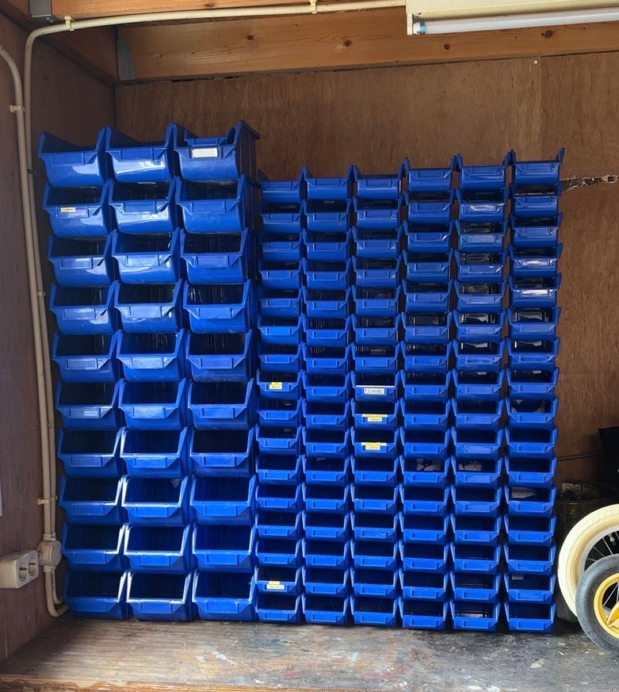 Grote partij blauwe magazijnbakken / opbergbakken, Ophalen of Verzenden