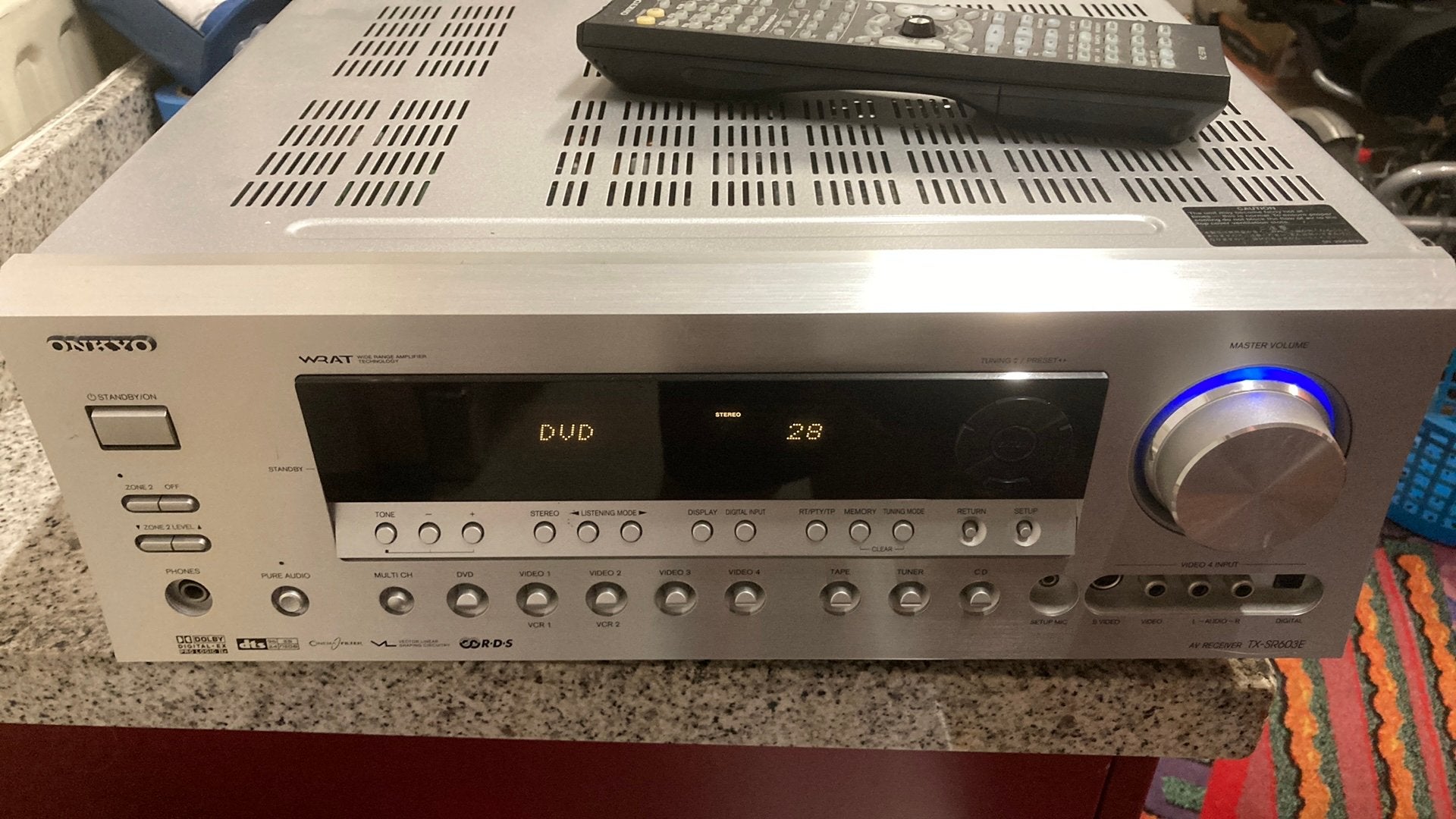 Onky AV receiver TX-SR603E 7.1 channels, Ophalen of Verzenden, Zo goed als nieuw, 120 watt of meer, Onkyo