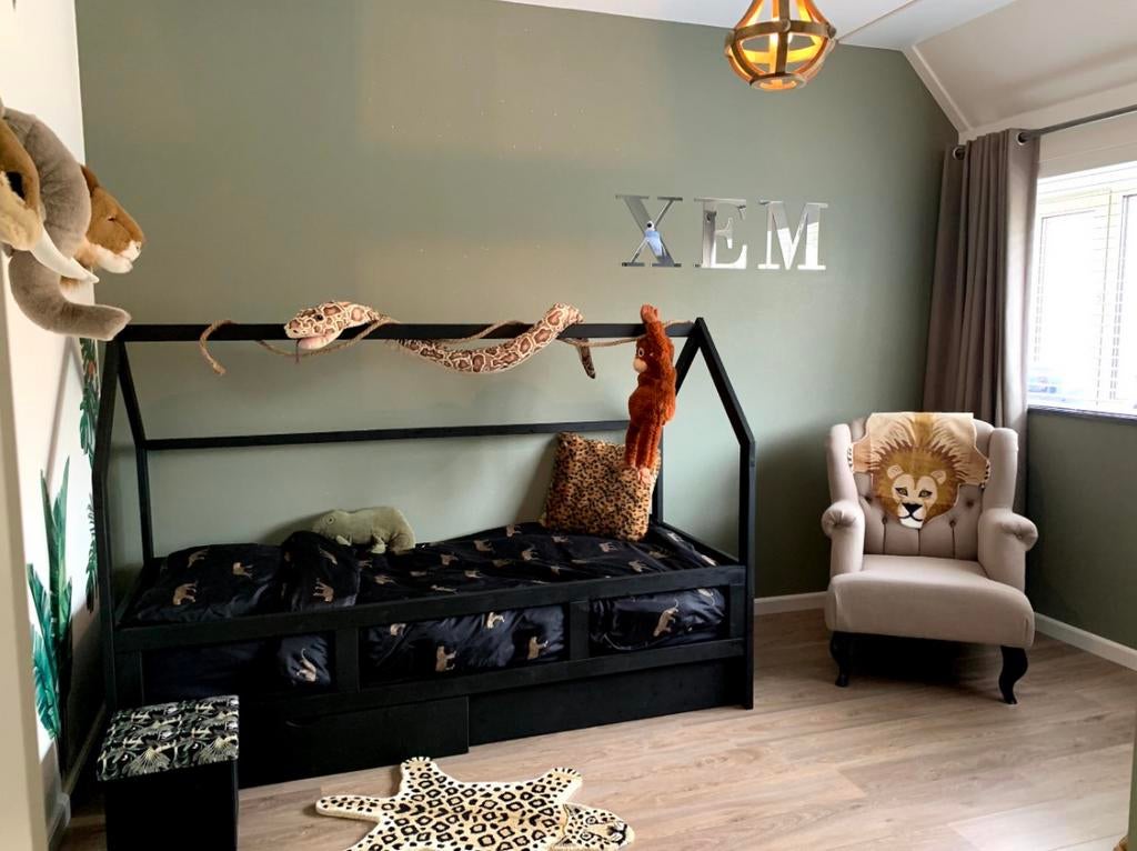 Zwart kinder bedhuisje met opbergruimte 90x200, Ophalen of Verzenden, Gebruikt, 160 tot 180 cm, 70 tot 85 cm