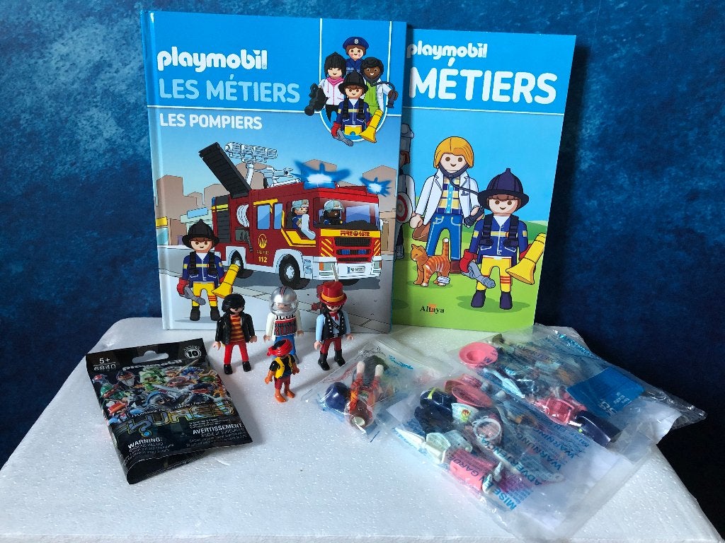 Playmobil lot | boek brandweer | 2x 9855 | losse poppetjes, Ophalen of Verzenden, Zo goed als nieuw, Los playmobil