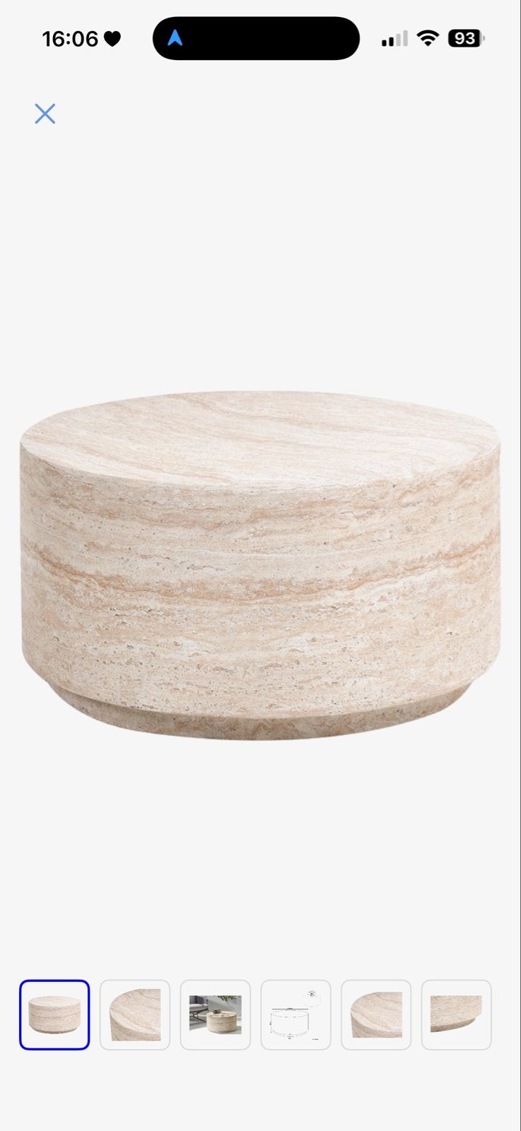 nieuwe salontafel - travertine look - 70 cm rond, Huis en Inrichting, Tafels | Salontafels, Ophalen, Overige materialen, Rond