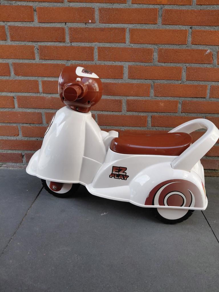 Loopauto retro scooter - Wit/Bruin, Ophalen, Gebruikt, Loopfiets
