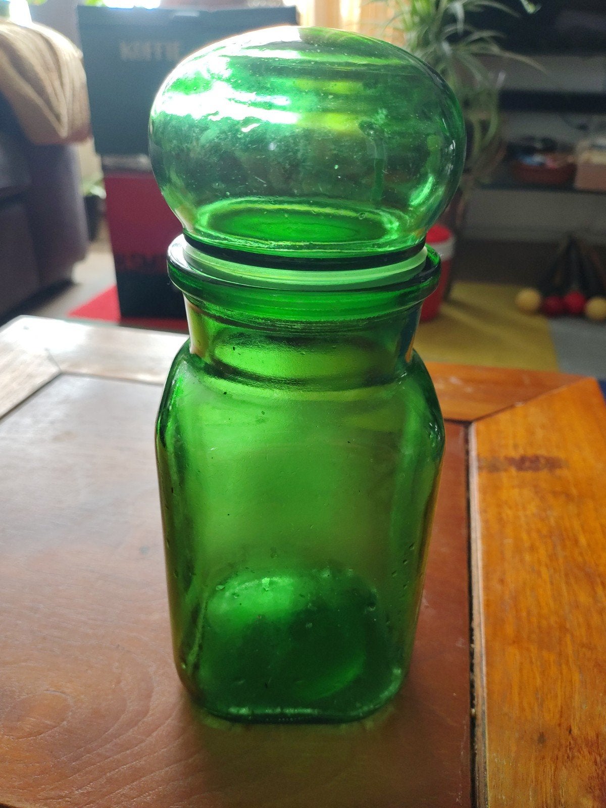 Vintage Groene Glazen Apothekerspot met Bolle Stop - 22 cm, Ophalen of Verzenden