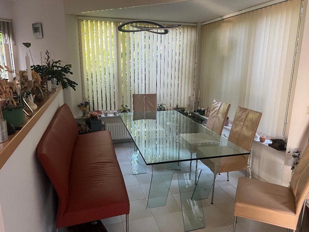 hardglazen eetkamertafel zonderkrassen, Huis en Inrichting, Ophalen, 100 tot 150 cm, Modern en luxe uitstraling, Vijf personen of meer