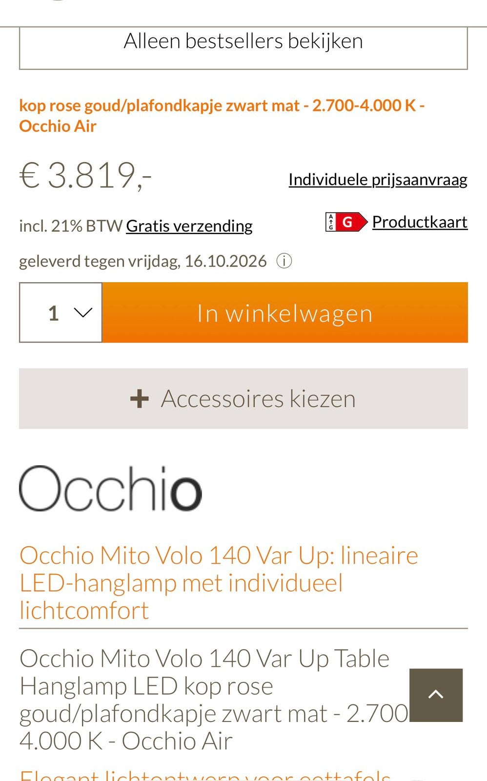 Foto 9 van Occhio Volo 140cm Vario Up nieuw in doos listprice € 3.450,-
