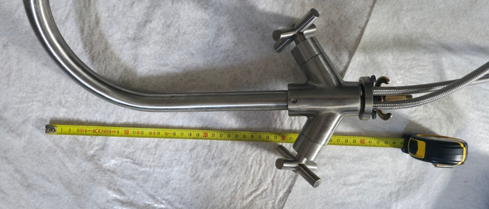 Complete messing kraan, 40 cm hoog - Keuken of badkamer, Zilver, Ophalen of Verzenden, Metaal, Overige typen