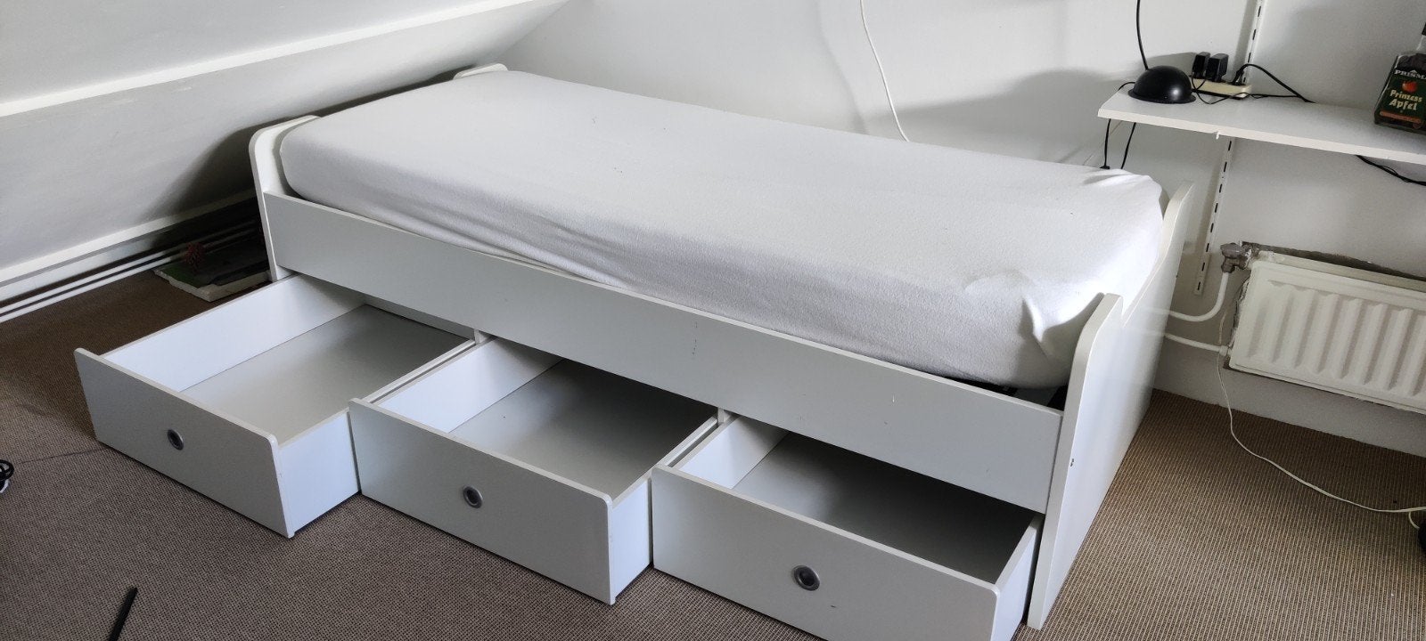 Eenpersoonsbed 90x200 met lades -incl schottelbodem, Ophalen, Gebruikt, 90 cm, Eenpersoons