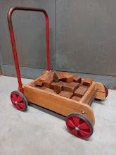 Loopwagen met blokken retro, Kinderen en Baby's, Speelgoed | Houten speelgoed, Ophalen, Gebruikt, Duw- of Trekspeelgoed