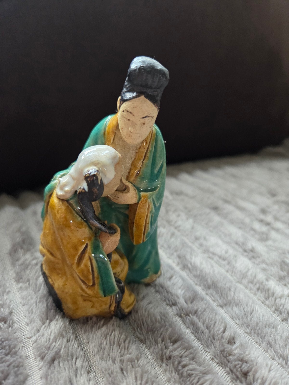 Antiek Chinees Shiwan Mudman Beeldje "Kinderlijke Trouw", Ophalen of Verzenden