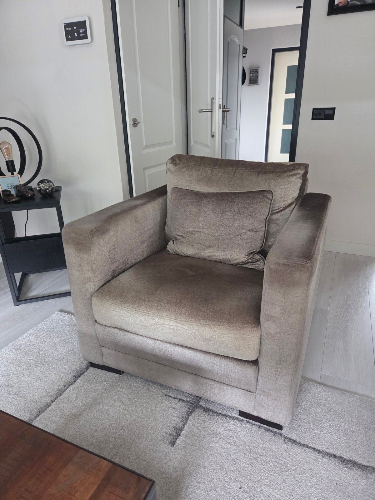 Bronzen/antraciet fauteuil van Rofra, zo goed als nieuw, Ophalen, 75 tot 100 cm, Zo goed als nieuw, 75 tot 100 cm