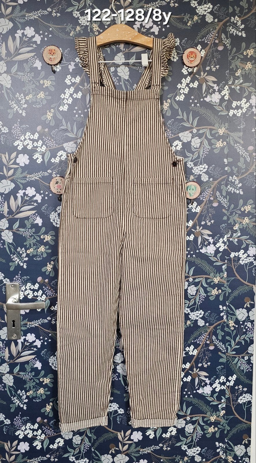 Gestreepte tuinbroek voor meisjes - Maat 122/128 (8 jaar), Kinderen en Baby's, Kinderkleding | Maat 122, Broek, Meisje, Nieuw
