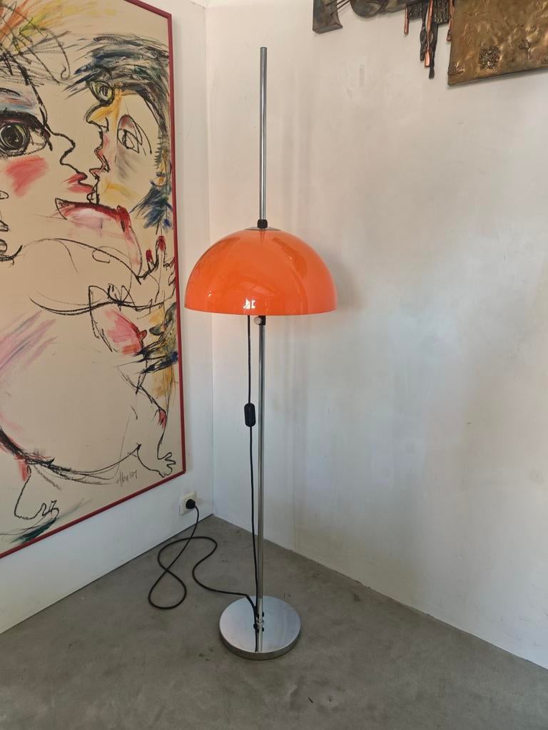 Vintage vloerlamp verstelbaar met oranje kap, Ophalen, 150 tot 200 cm