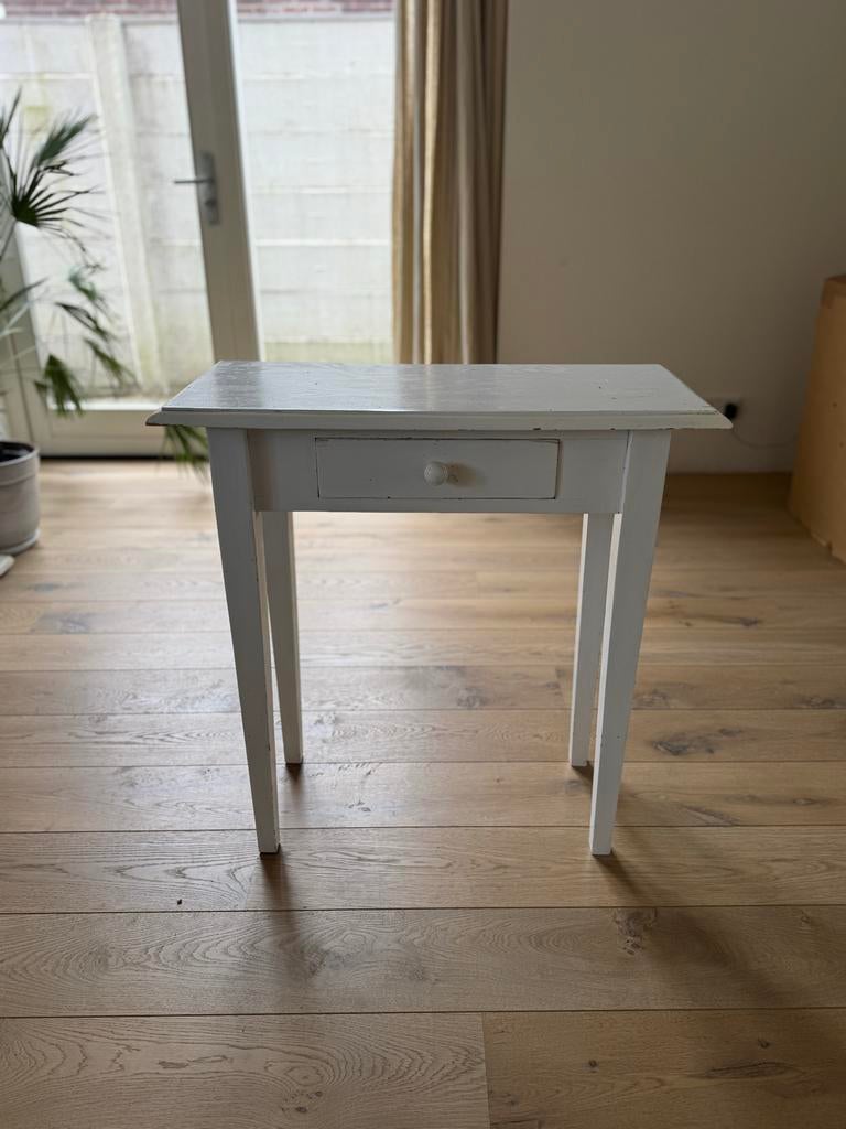 wit bijzettafeltje met lade, Ophalen, Gebruikt, Rechthoekig, Minder dan 55 cm