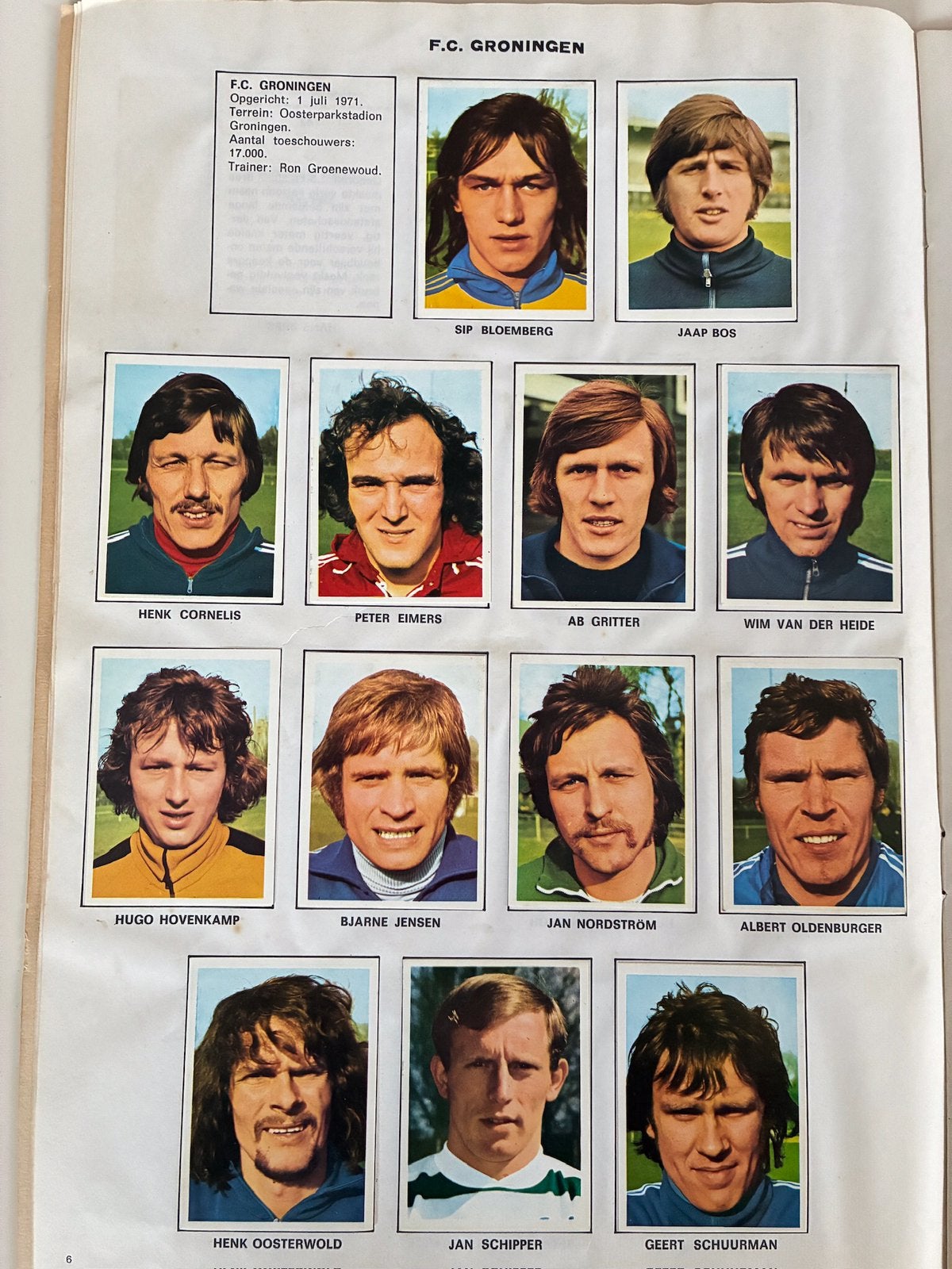 13 Spelerskaarten F.C. Groningen van seizoen 1973-1974, Ophalen of Verzenden, Zo goed als nieuw, Spelerskaart