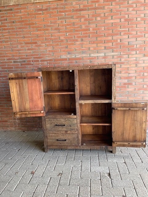 Kabinet 100 cm breed  oud hout direct leverbaar actie prijs, 1 of 2 laden, Nieuw, Minder dan 100 cm, 25 tot 50 cm