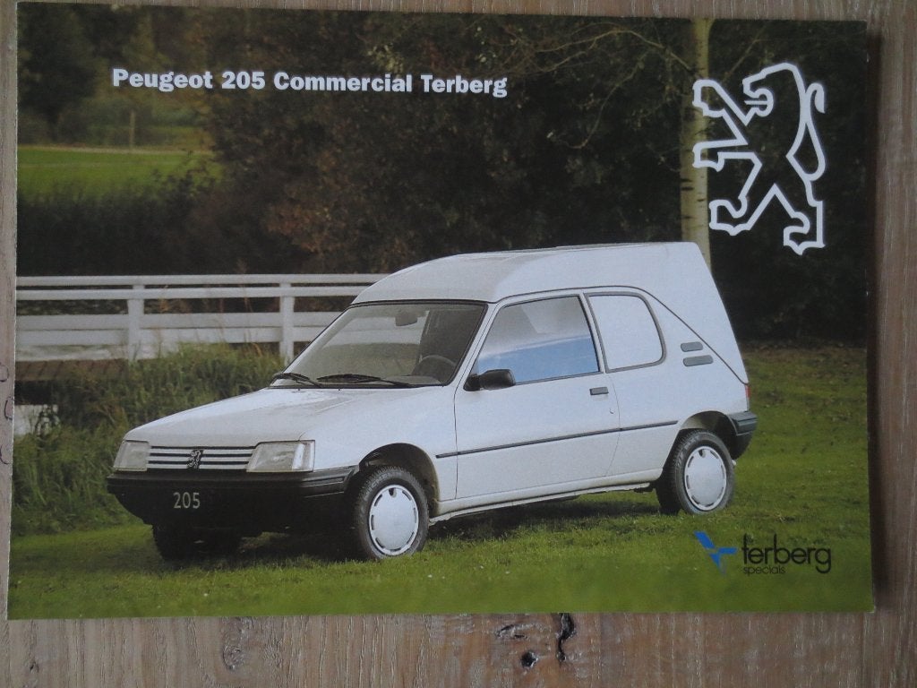 Autofolder: Peugeot 205 Commercial -Terberg. Folder uit 1994, Ophalen of Verzenden, Nieuw, Peugeot