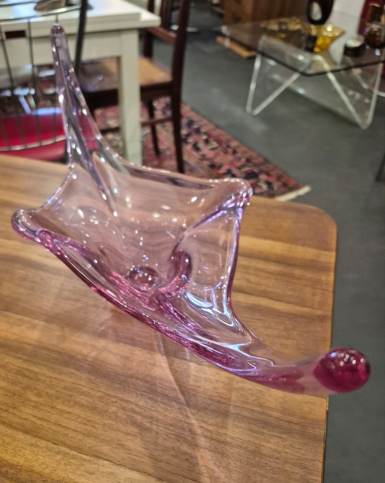 Vintage Roze Glazen Schaal - Uniek Design, Ophalen of Verzenden