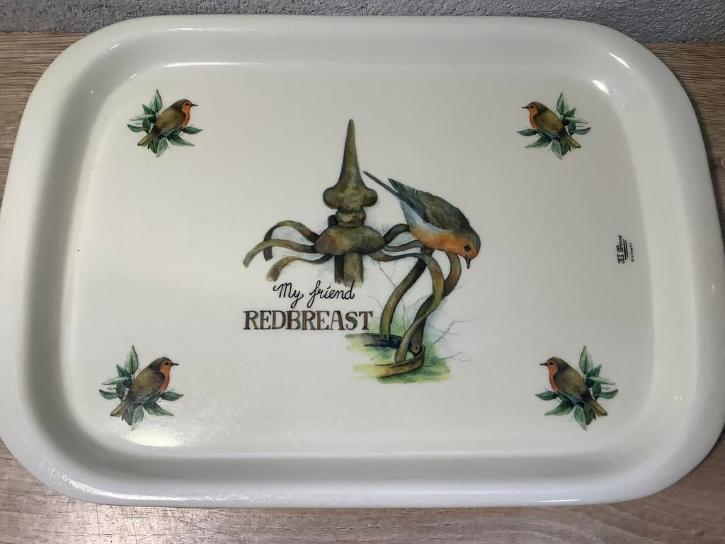 Dienblad met roodbostje van Jet, Ophalen of Verzenden, Gebruikt, Rechthoekig, Kunststof