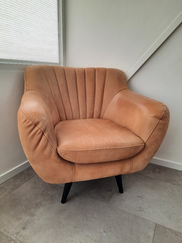Leren fauteuils  2 stuks, Huis en Inrichting, Fauteuils, Gebruikt, 75 tot 100 cm, Ophalen, Calore fauteuils.