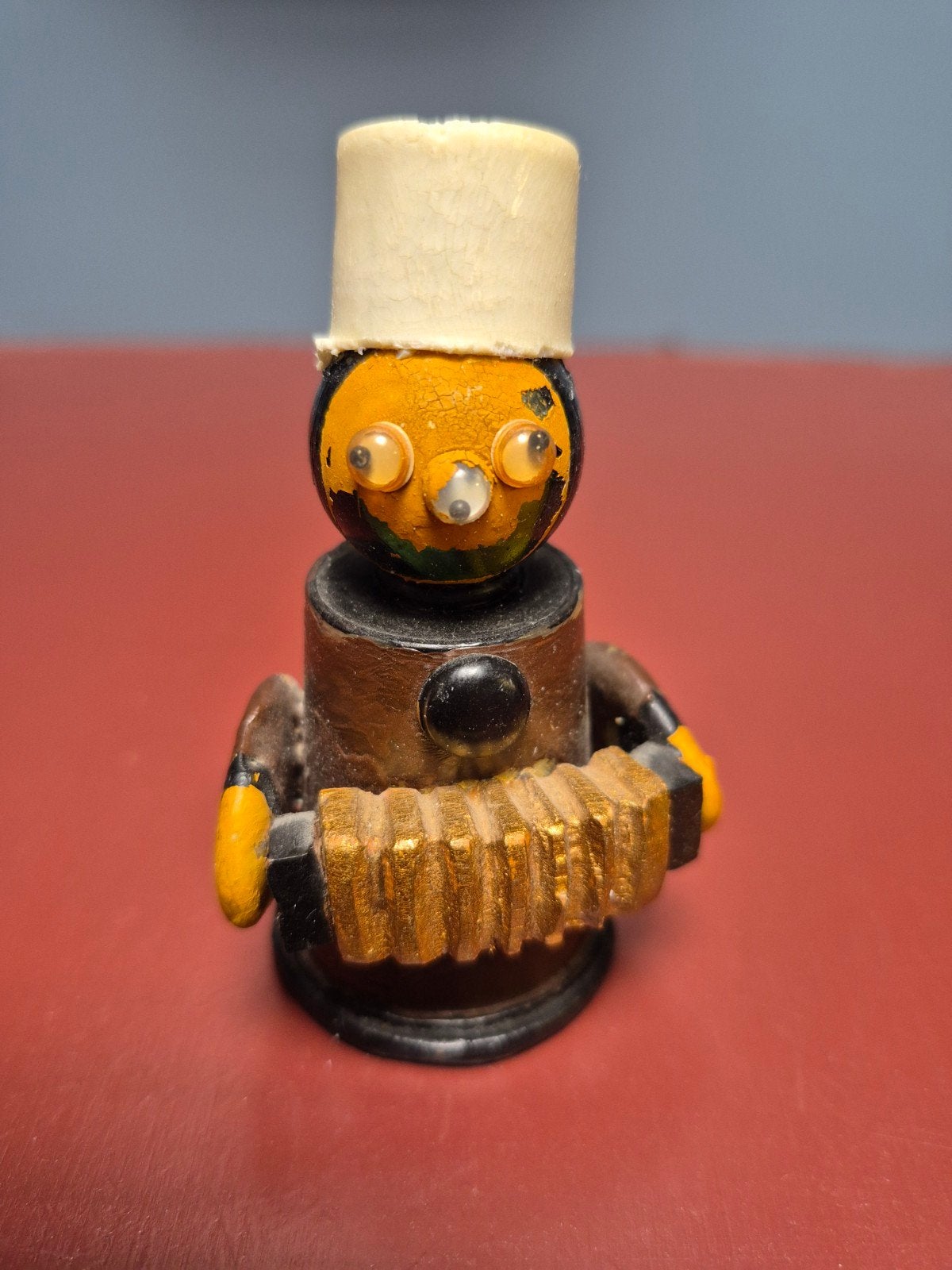 Vintage houten accordeonist figuur, Verzamelen, Poppetjes en Figuurtjes, Gebruikt, ., Ophalen of Verzenden, .