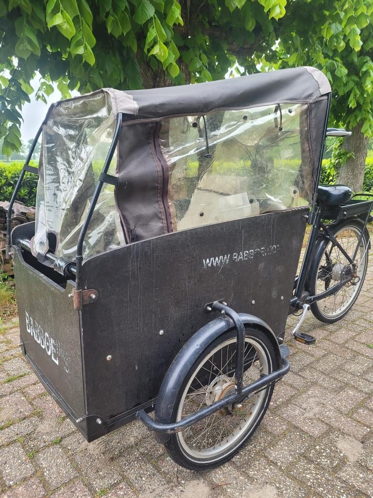 Babboe Big-E bakfiets met huif en zitjes, Ophalen, Gebruikt, 4 kinderen of meer, Huif