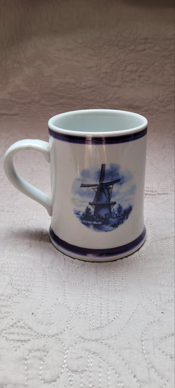 Delfts Blauw Handgedecoreerde Mok met Molen, Antiek en Kunst, Ophalen of Verzenden