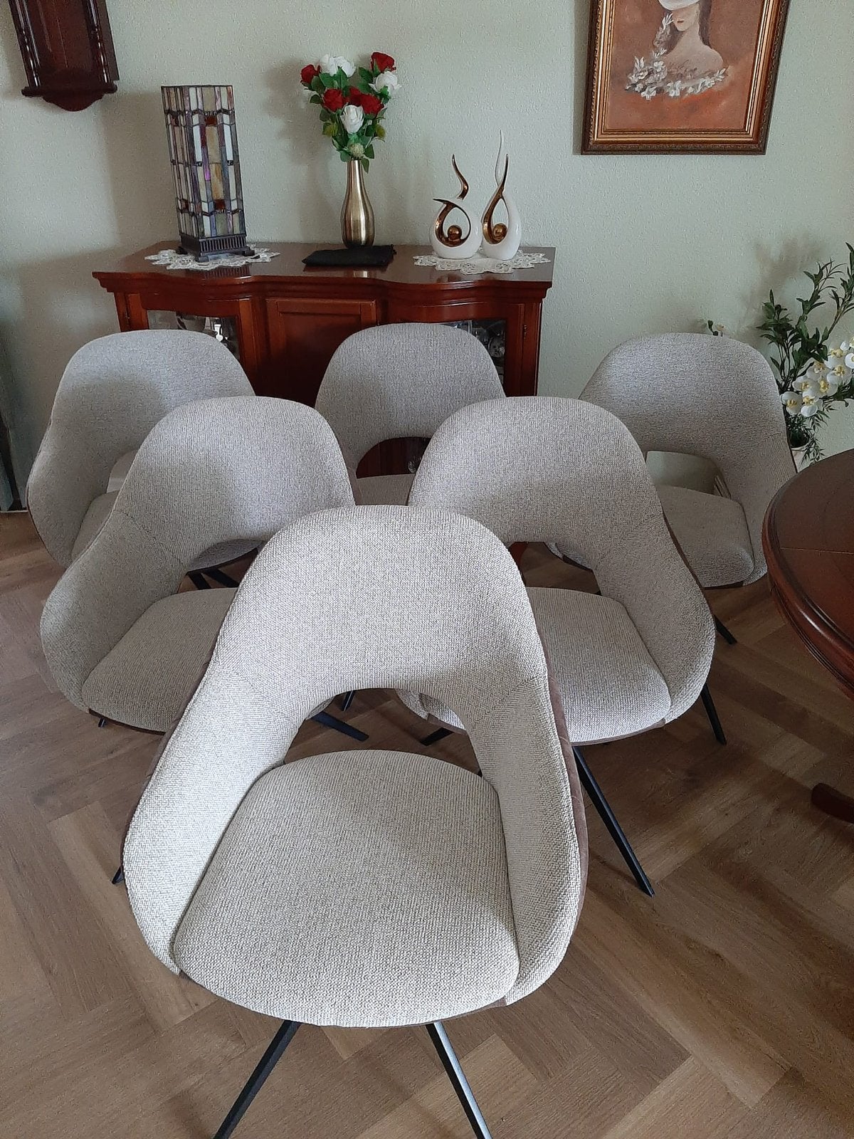Zgan 6 Modulax draaibare eetkamer stoelen beige/taupe, Ophalen, Overige kleuren, Zo goed als nieuw, Modern