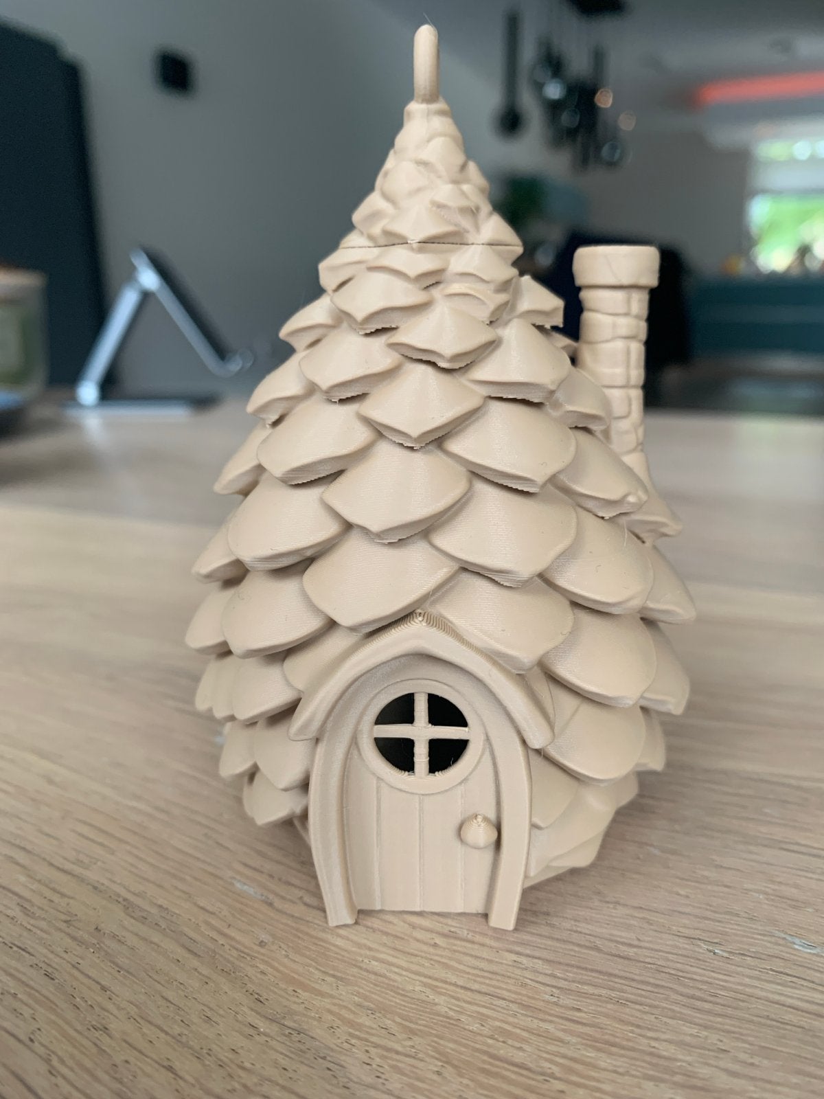 Uniek 3D-geprint Dennenappel Huisje Sfeerlicht Macchiato, Beige, Overige stijlen, Nieuw, Kunststof