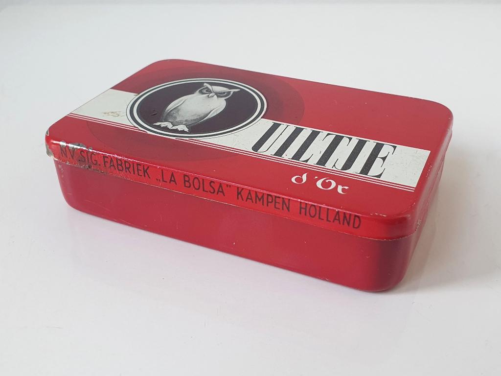 oud sigarenblik Uiltje D'or - La Bolsa sigarenfabriek Kampen, Verzamelen, Verzenden, Gebruikt, Overige