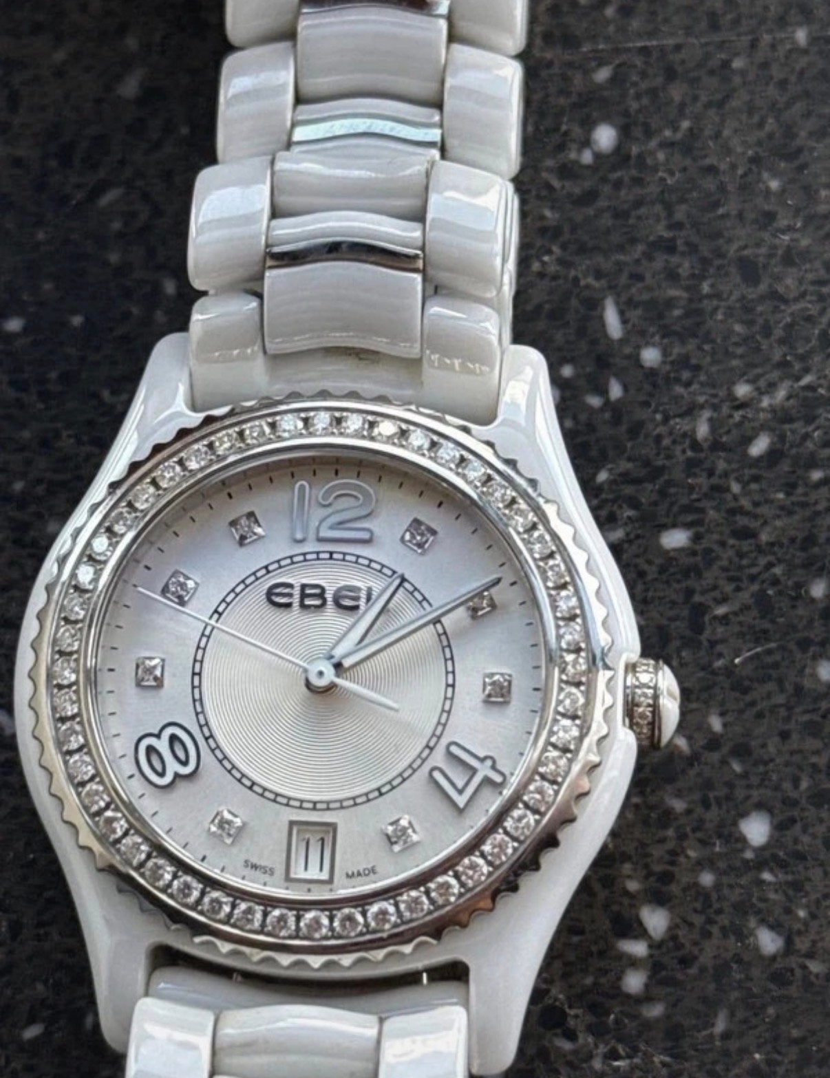 Ebel X-1 Quartz Horloge Wit Keramiek met Diamanten, Overige merken, Overige materialen, Polshorloge, Ophalen of Verzenden