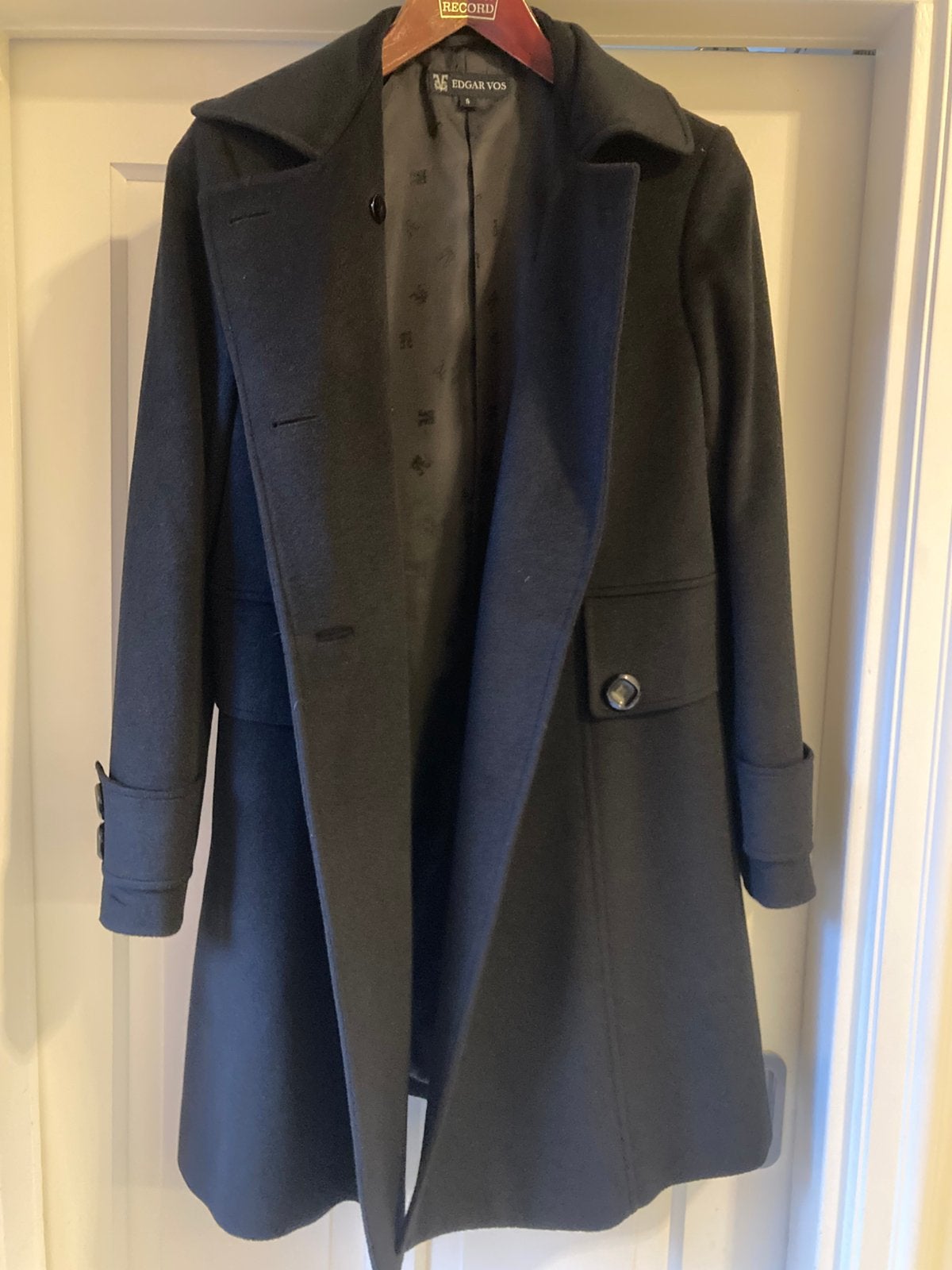 Edgar Vos vintage winterjas wol/angora maat S, Ophalen of Verzenden, Zo goed als nieuw, Maat 36 (S), Zwart