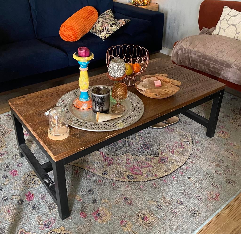 Gebruikte salontafel, Huis en Inrichting, Tafels | Salontafels, Ophalen, Gebruikt, 100 tot 150 cm, Eikenhout