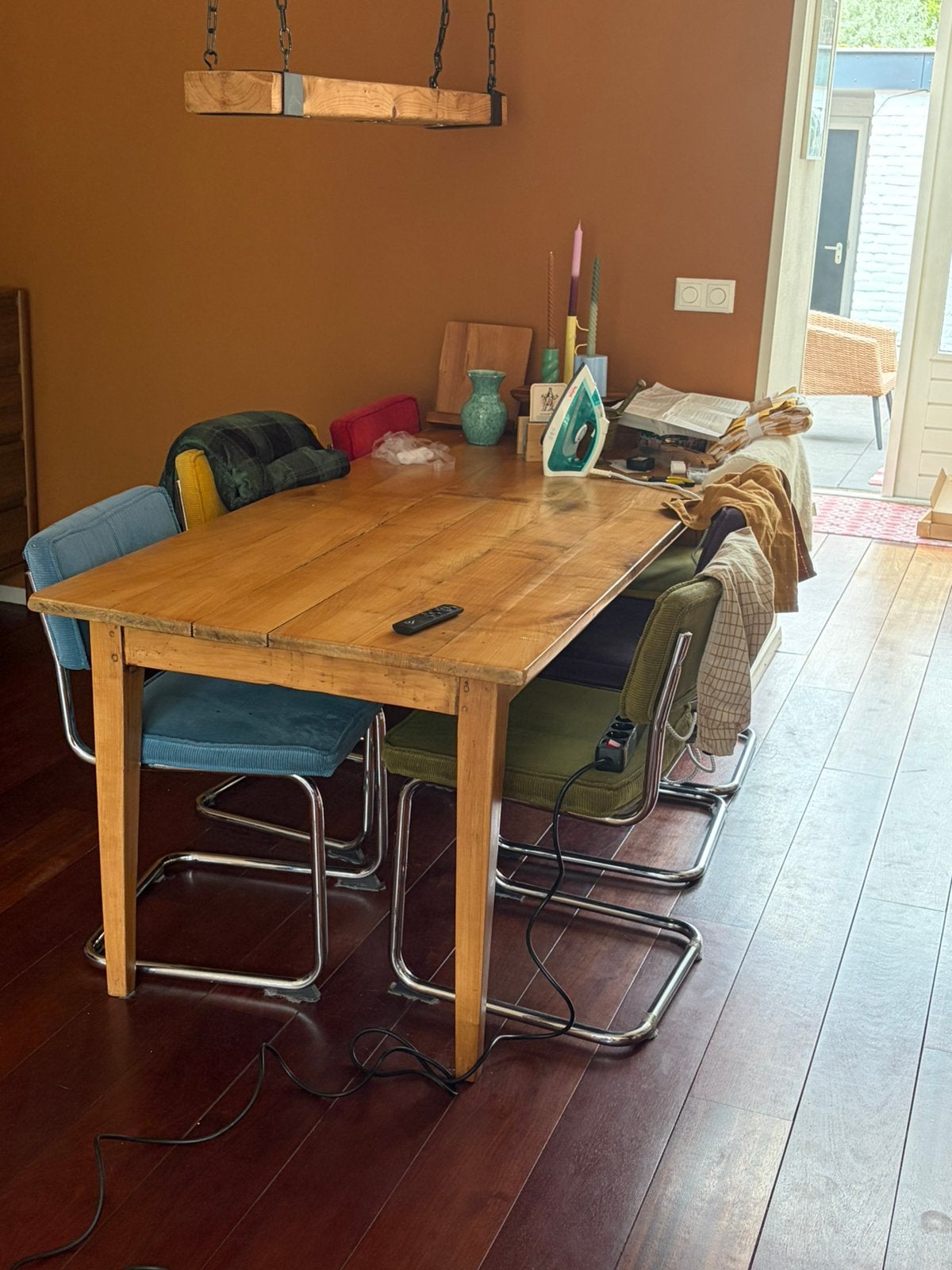 Eettafel 200 cm., Huis en Inrichting, Tafels | Eettafels, Ophalen, 200 cm of meer, 50 tot 100 cm, Zo goed als nieuw