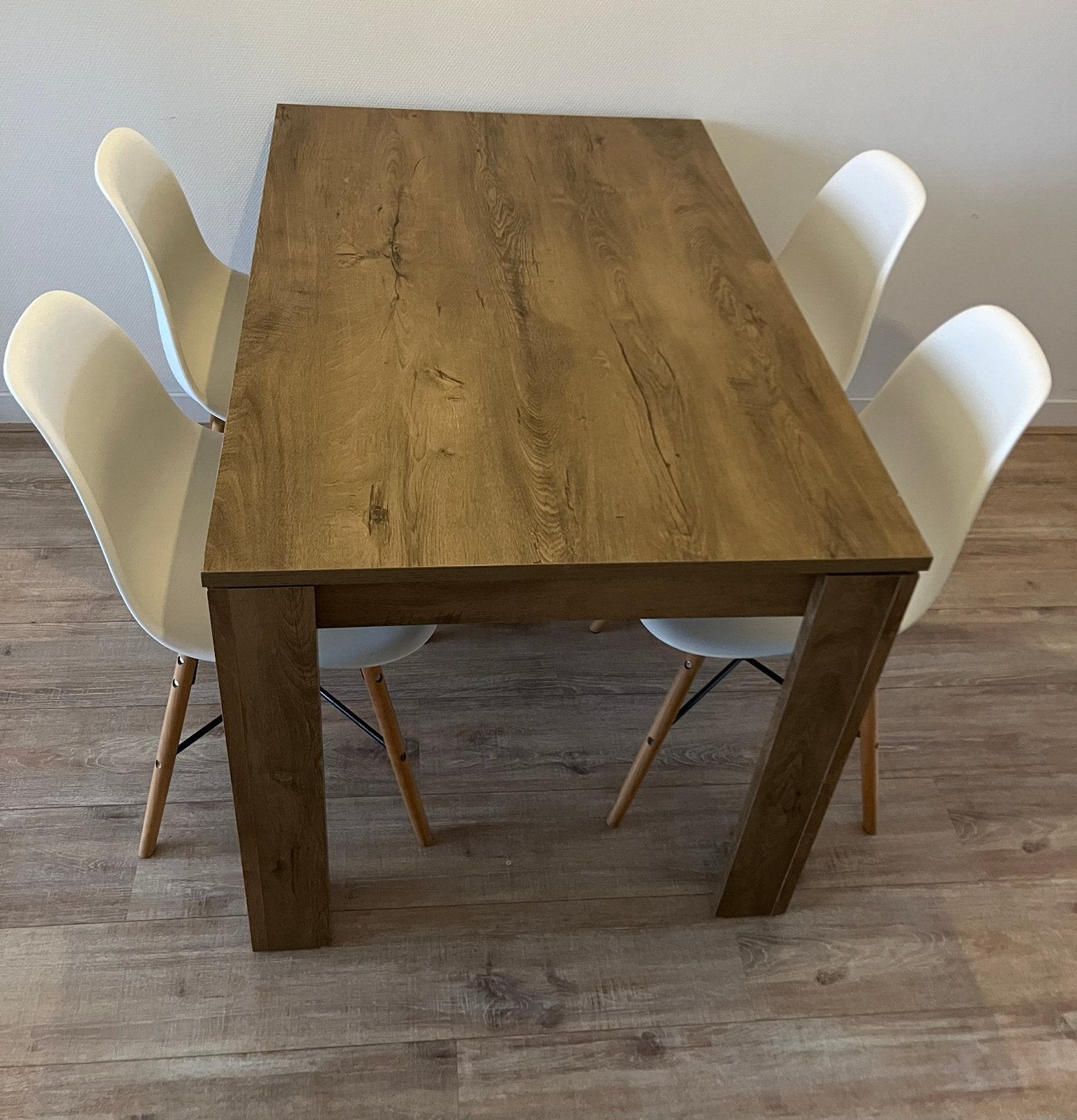 Eettafel + 4 stoelen, Ophalen, Zo goed als nieuw, 4 tot 6 stoelen
